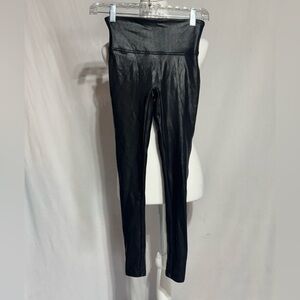 SPANX Black Faux Leather Small Petite Leggings